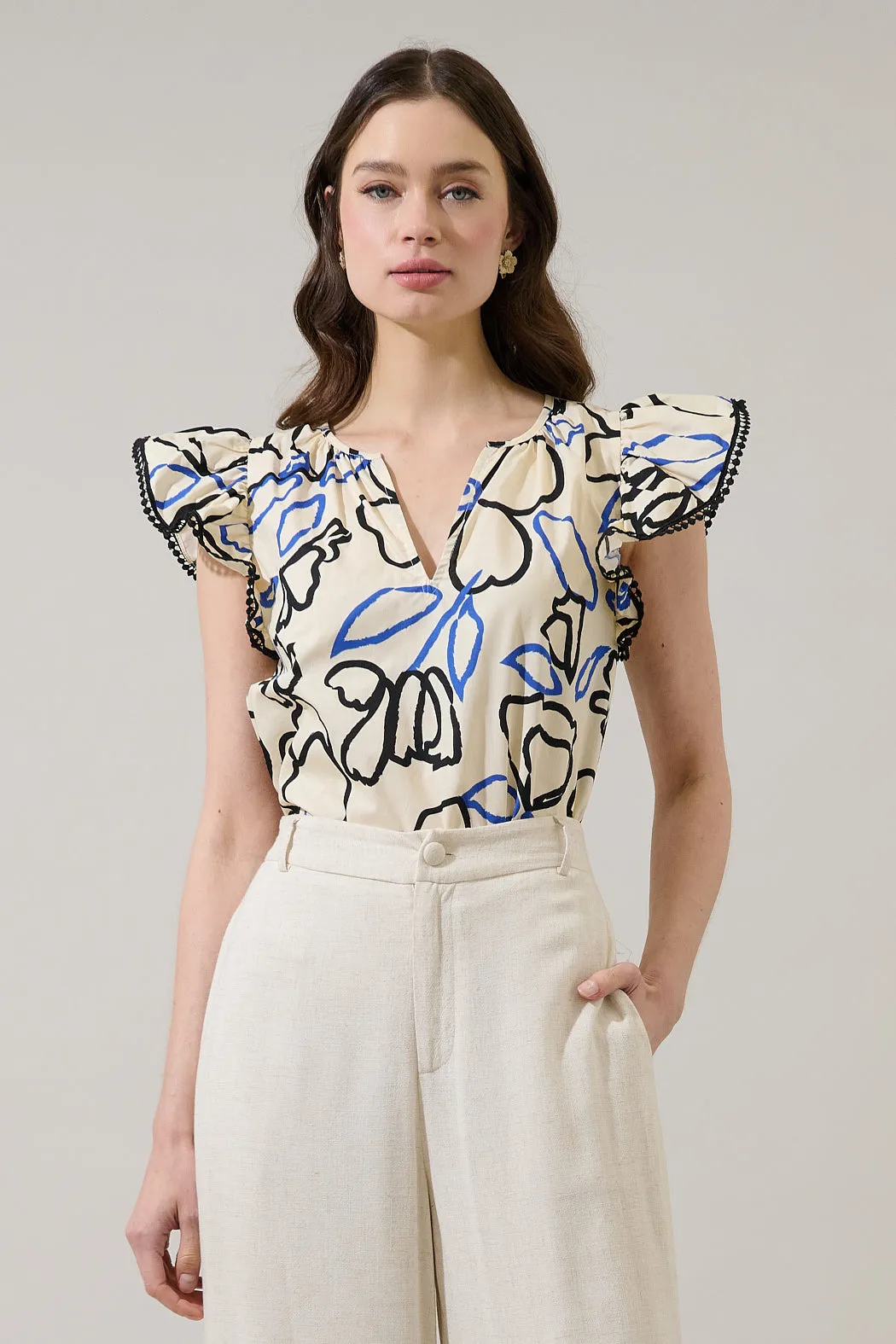 Carya Ruffle Poplin Top Tercy Floral sold by Sugarlips