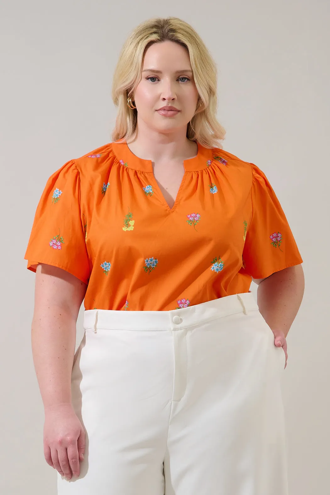 Mely Puff Sleeve Top Denvie Floral Curve sold by Sugarlips