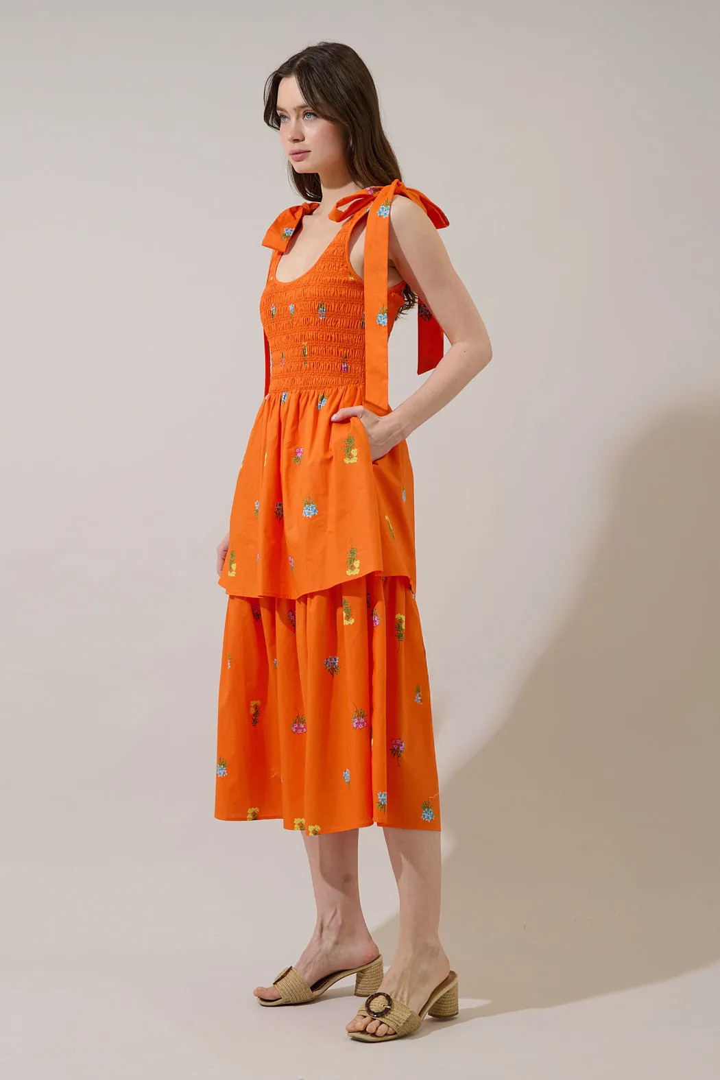 Kasia Smocked Midi Dress Denvie Floral sold by Sugarlips product image thumbnail 3
