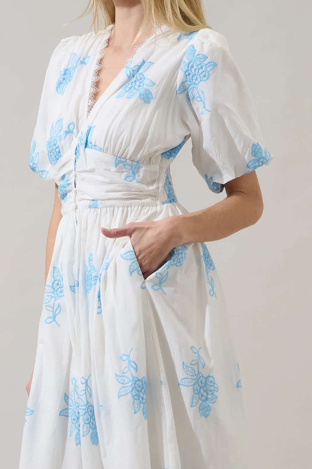 Tannia Embroidered Button Down Maxi Dress sold by Sugarlips product image thumbnail 4