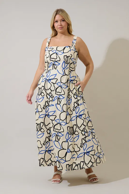 Steff Open Back Midi Dress Tercy Floral Curve made by Sugarlips
