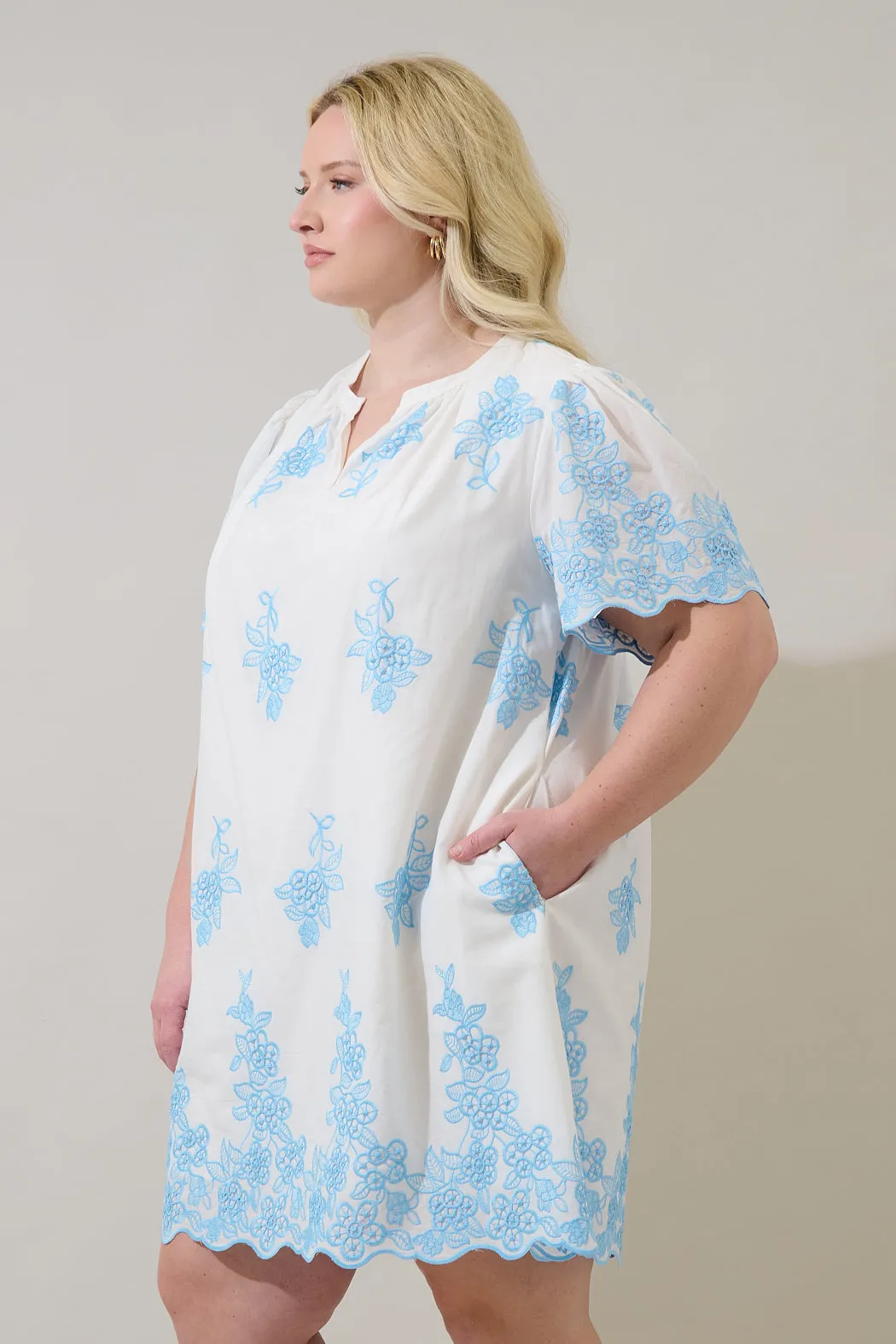 Tannia Embroidered Shift Mini Dress Curve sold by Sugarlips product image thumbnail 3