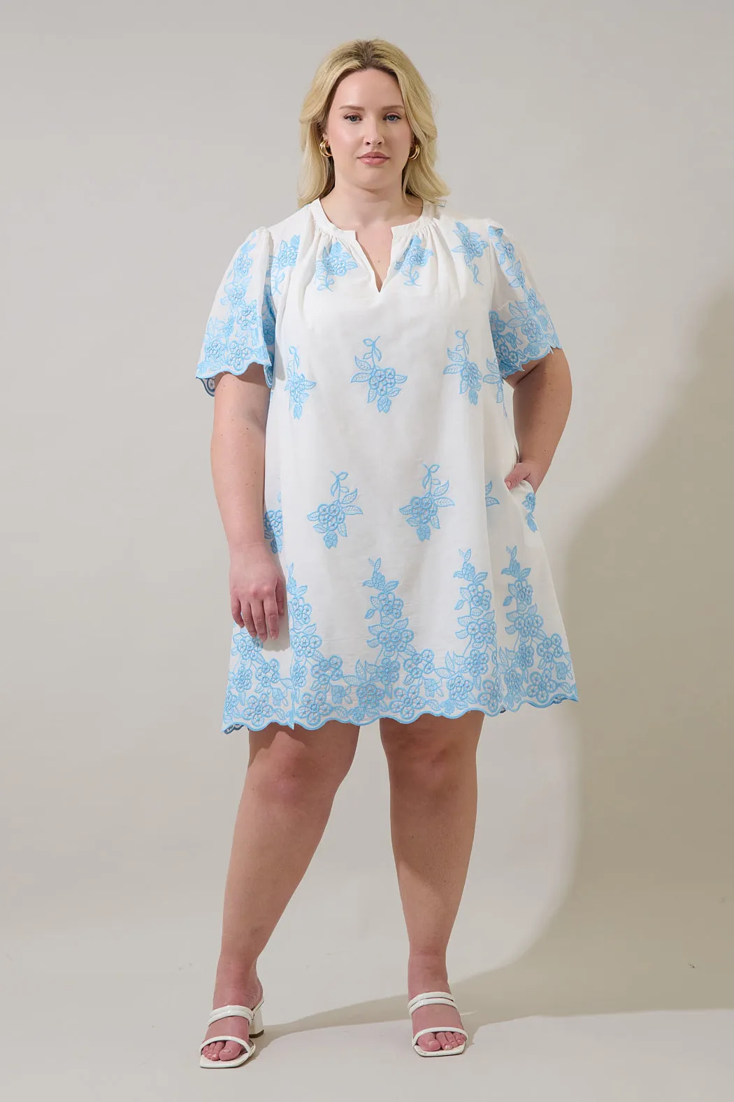 Tannia Embroidered Shift Mini Dress Curve sold by Sugarlips product image thumbnail 4