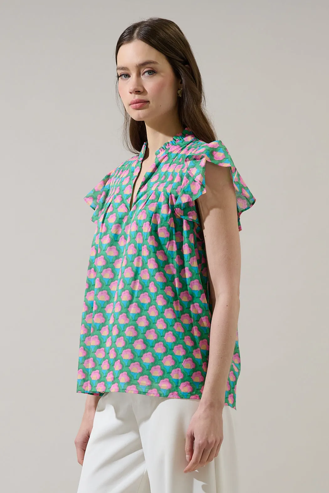 Cindi Ruffle Top Gercy Abstract sold by Sugarlips product image thumbnail 3