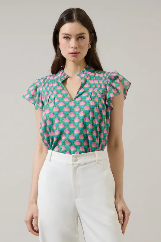 Cindi Ruffle Top Gercy Abstract sold by Sugarlips