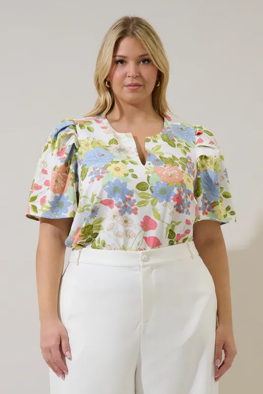Kayla Puff Sleeve Top Esther Floral Curve made by Sugarlips