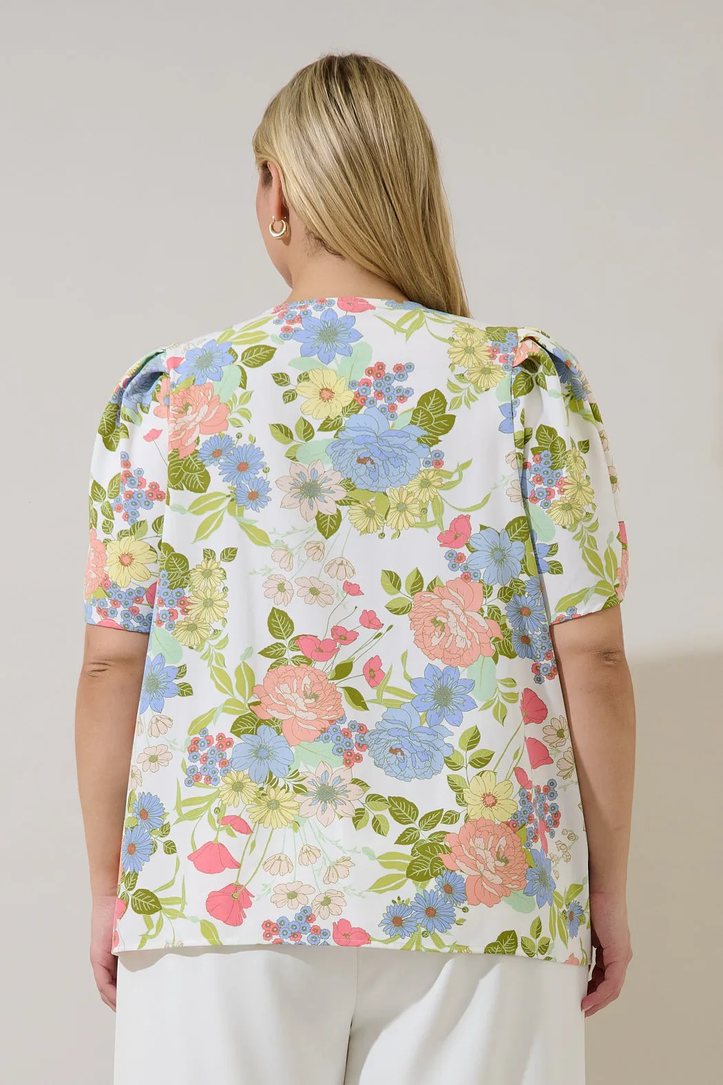 Kayla Puff Sleeve Top Esther Floral Curve sold by Sugarlips product image thumbnail 2