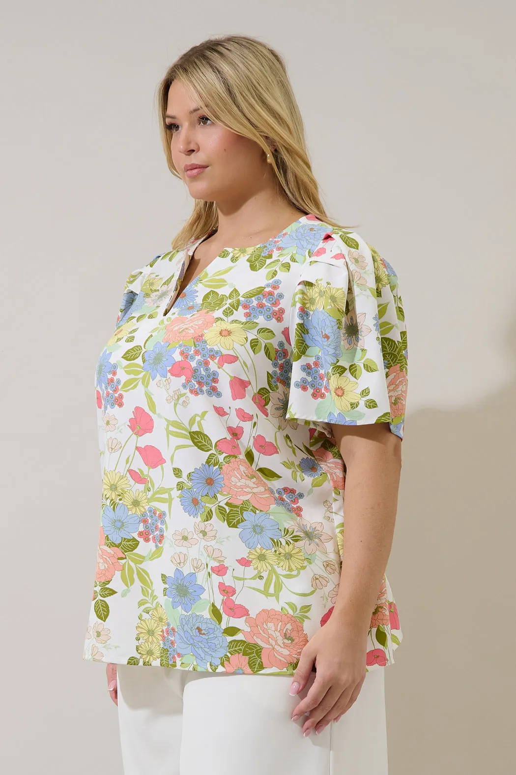 Kayla Puff Sleeve Top Esther Floral Curve sold by Sugarlips product image thumbnail 3