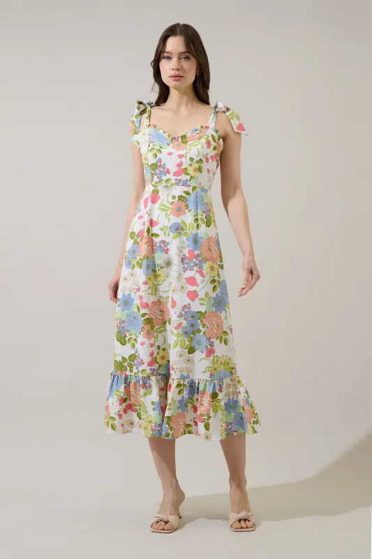 Baker Tie Strap Midi Dress Esther Floral made by Sugarlips
