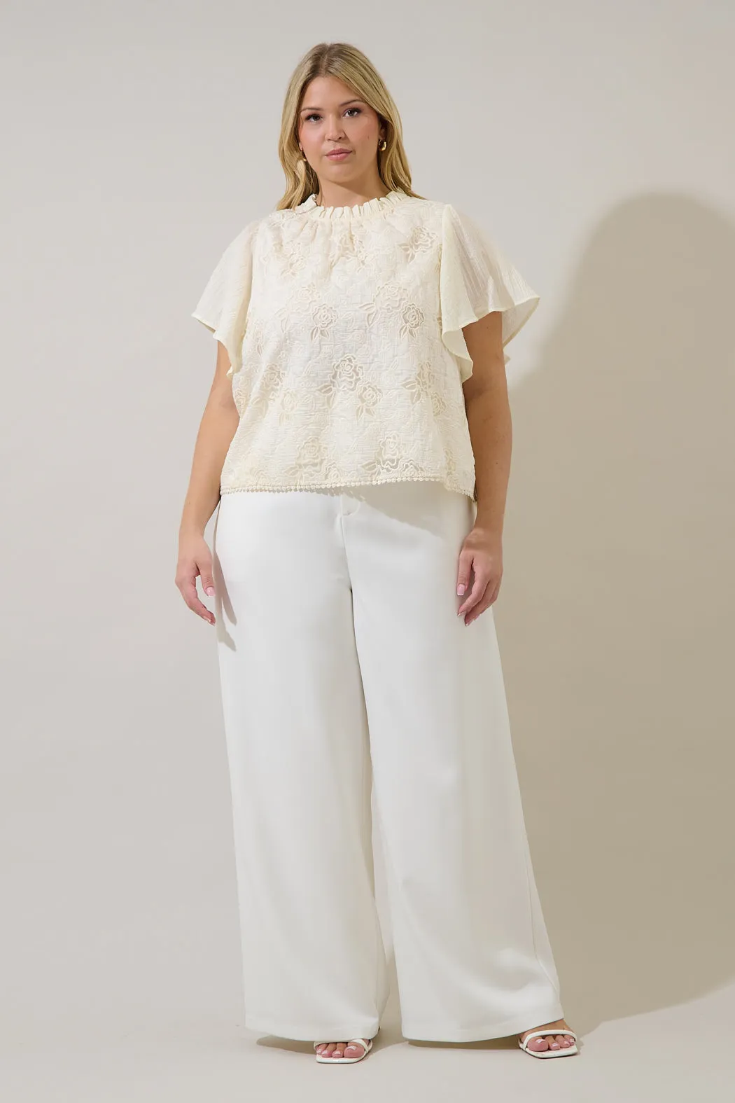 Gretal Embroidered Flutter Sleeve Top Curve sold by Sugarlips product image thumbnail 4