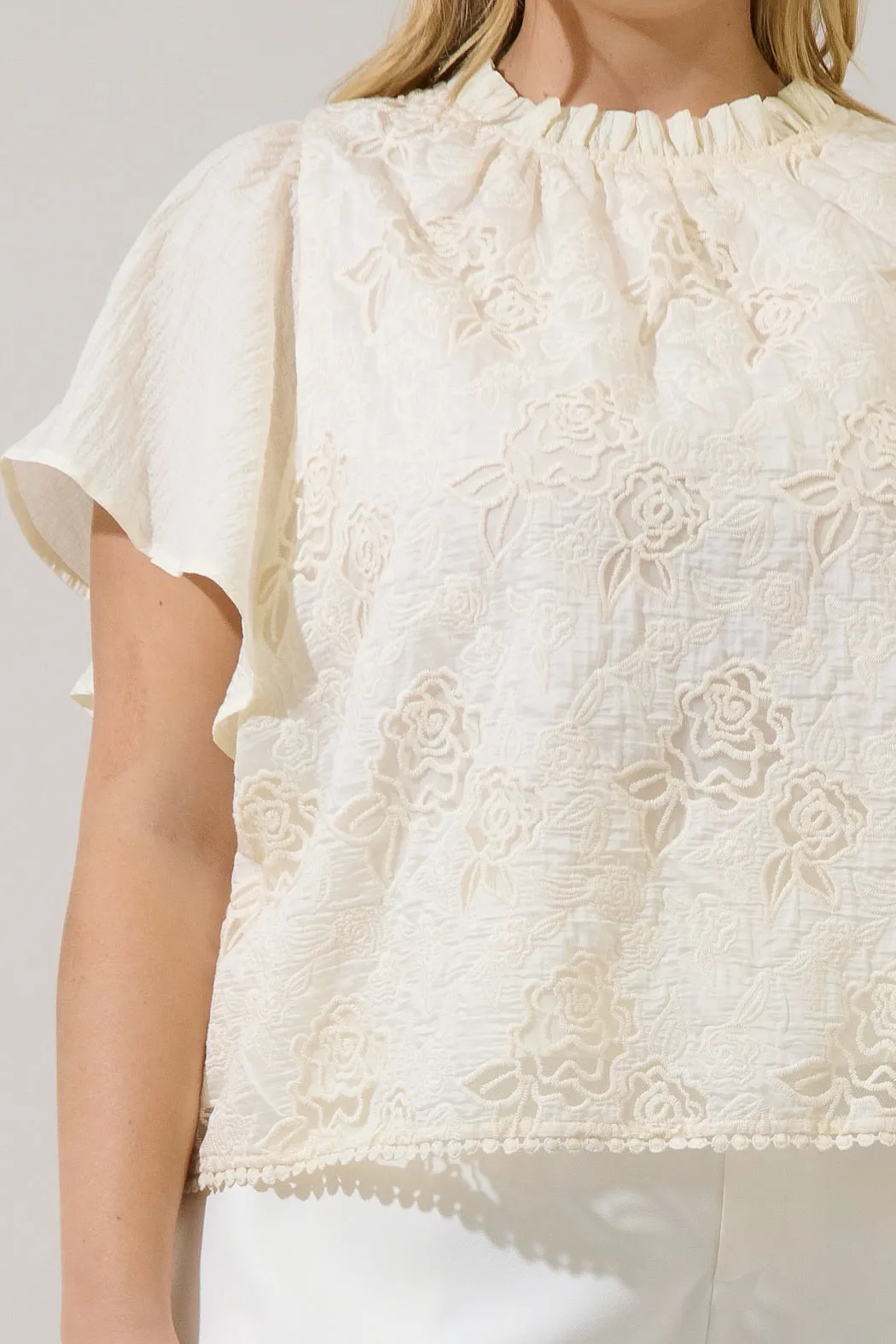 Gretal Embroidered Flutter Sleeve Top Curve sold by Sugarlips product image thumbnail 5