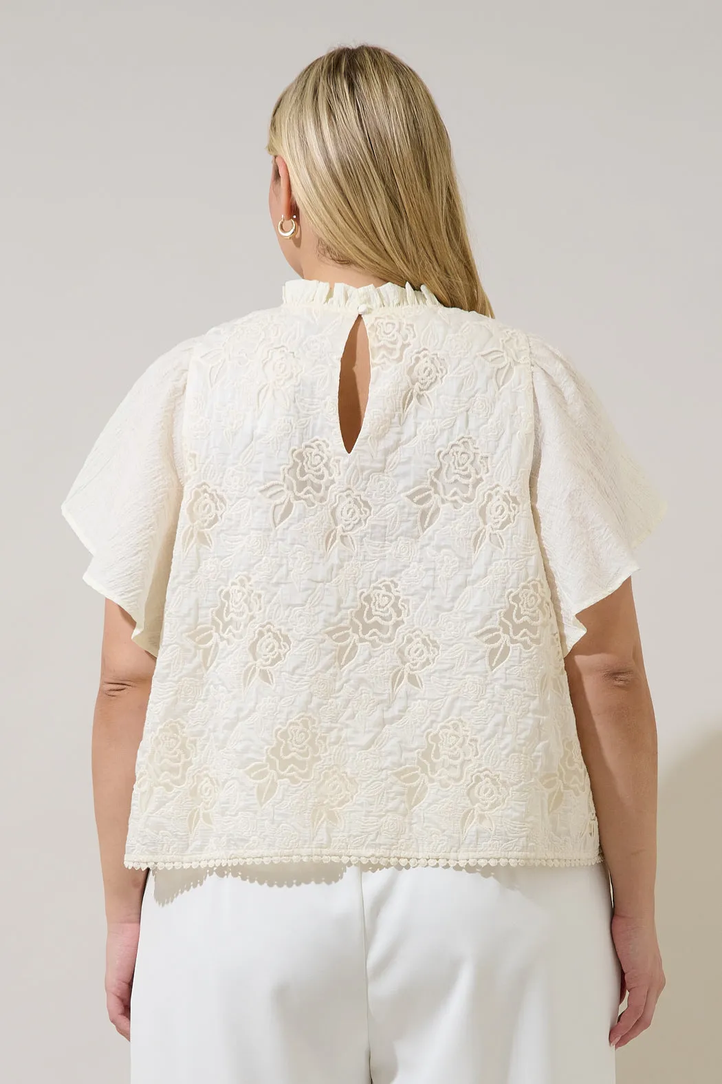 Gretal Embroidered Flutter Sleeve Top Curve sold by Sugarlips product image thumbnail 2