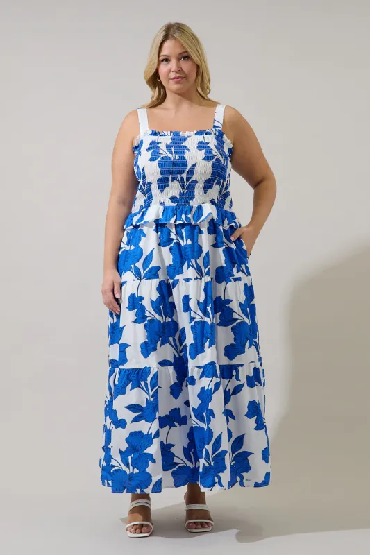 Lindsy Smocked Maxi Dress Gemmi Floral Curve sold by Sugarlips