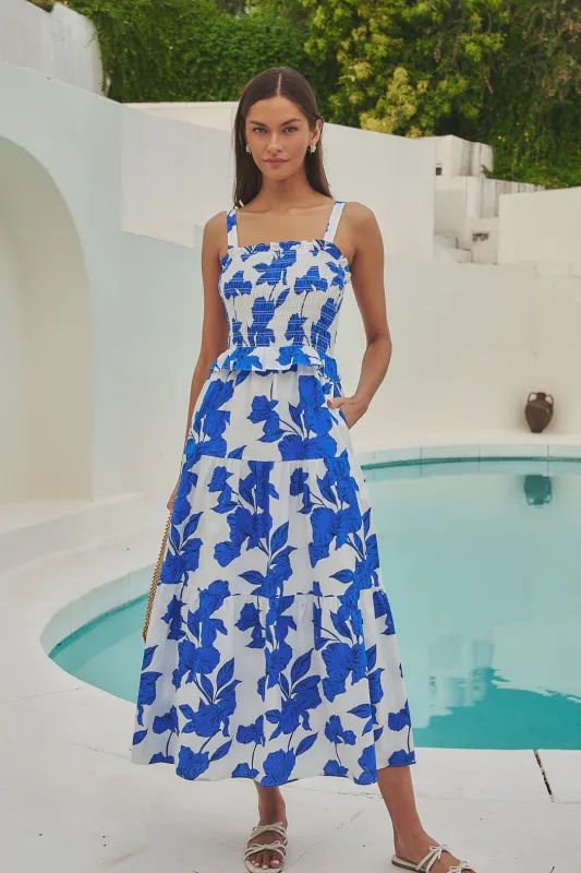 Lindsy Smocked Maxi Dress Gemmi Floral made by Sugarlips