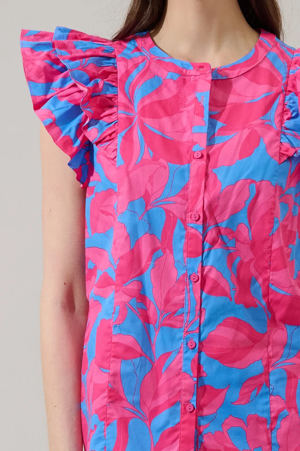 Sammi Button Down Ruffle Top Meira Floral sold by Sugarlips product image thumbnail 5