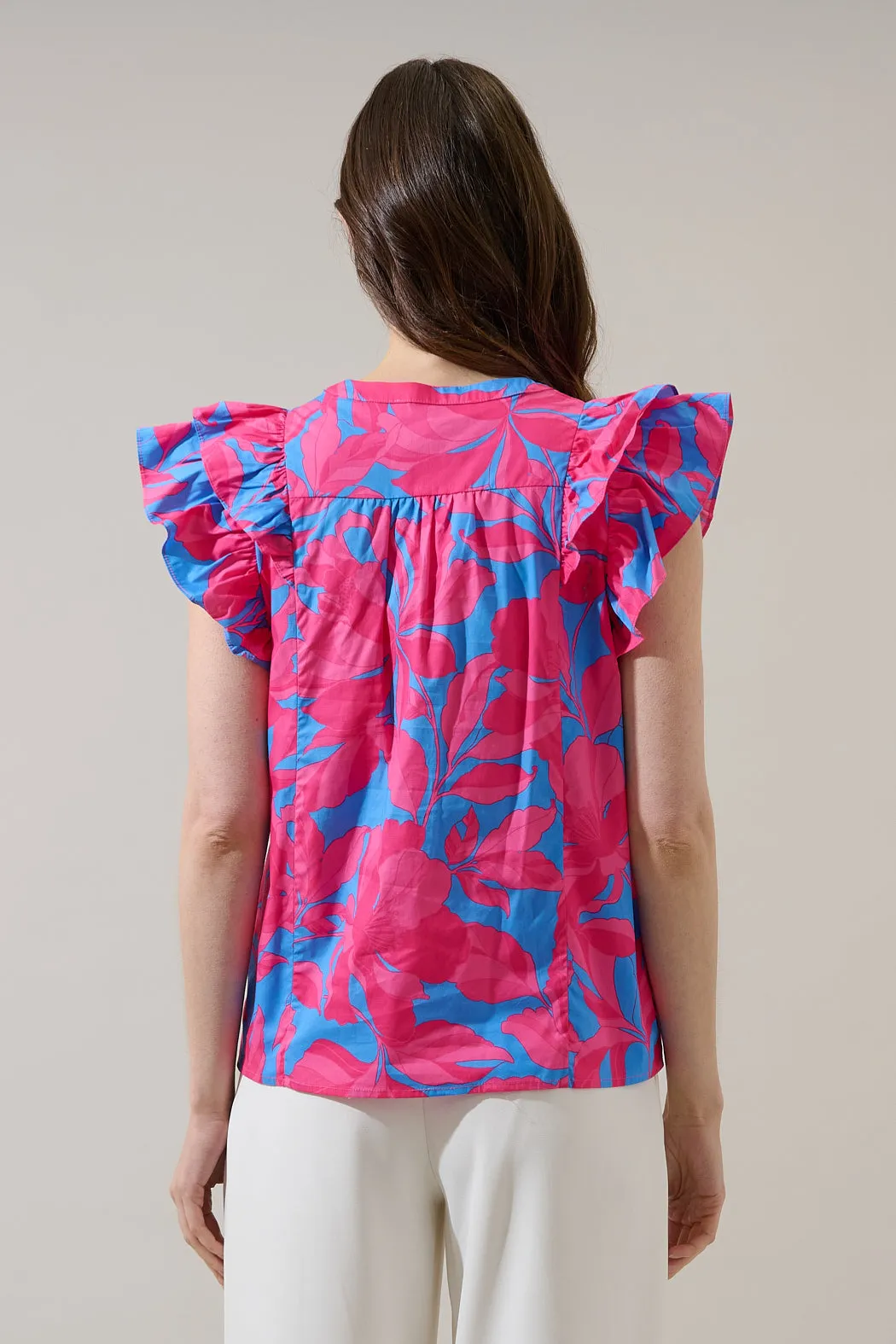 Sammi Button Down Ruffle Top Meira Floral sold by Sugarlips product image thumbnail 2