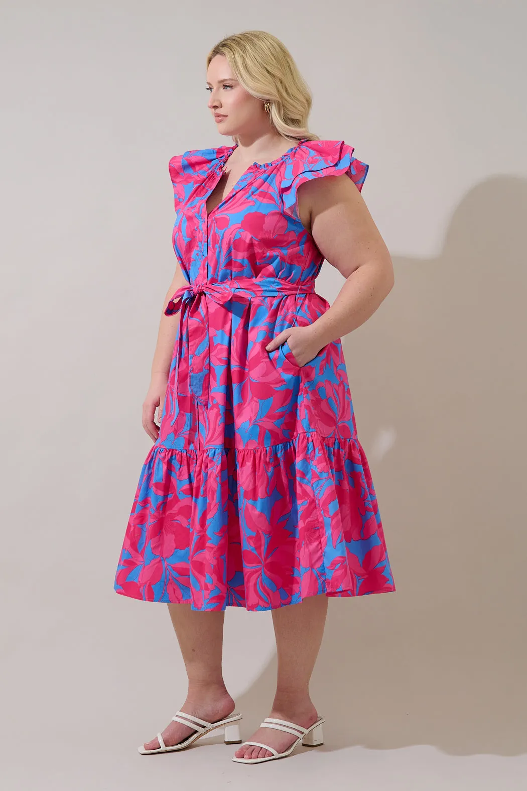 Charlotte Button Midi Dress Meira Floral Curve sold by Sugarlips product image thumbnail 3