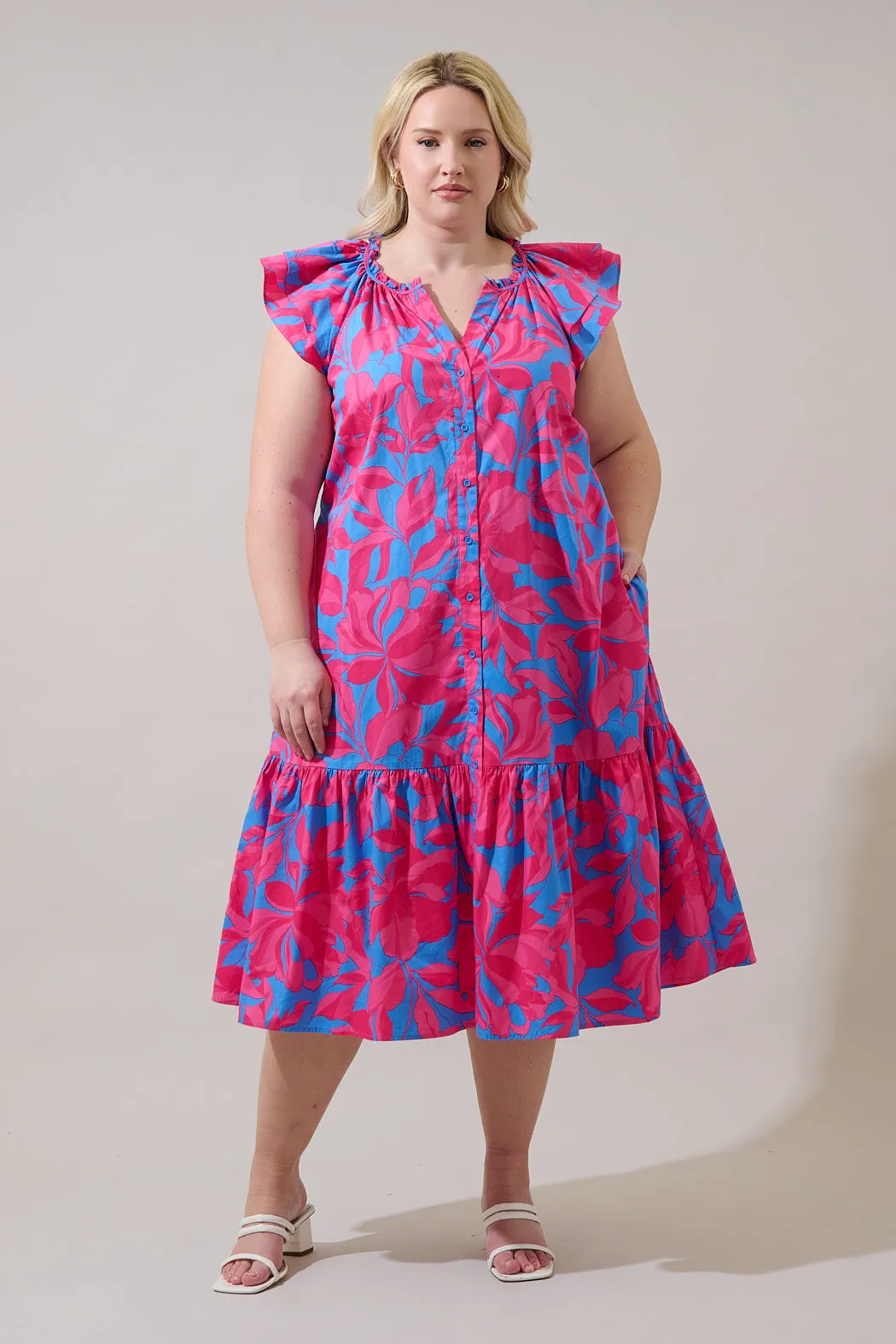 Charlotte Button Midi Dress Meira Floral Curve sold by Sugarlips product image thumbnail 4