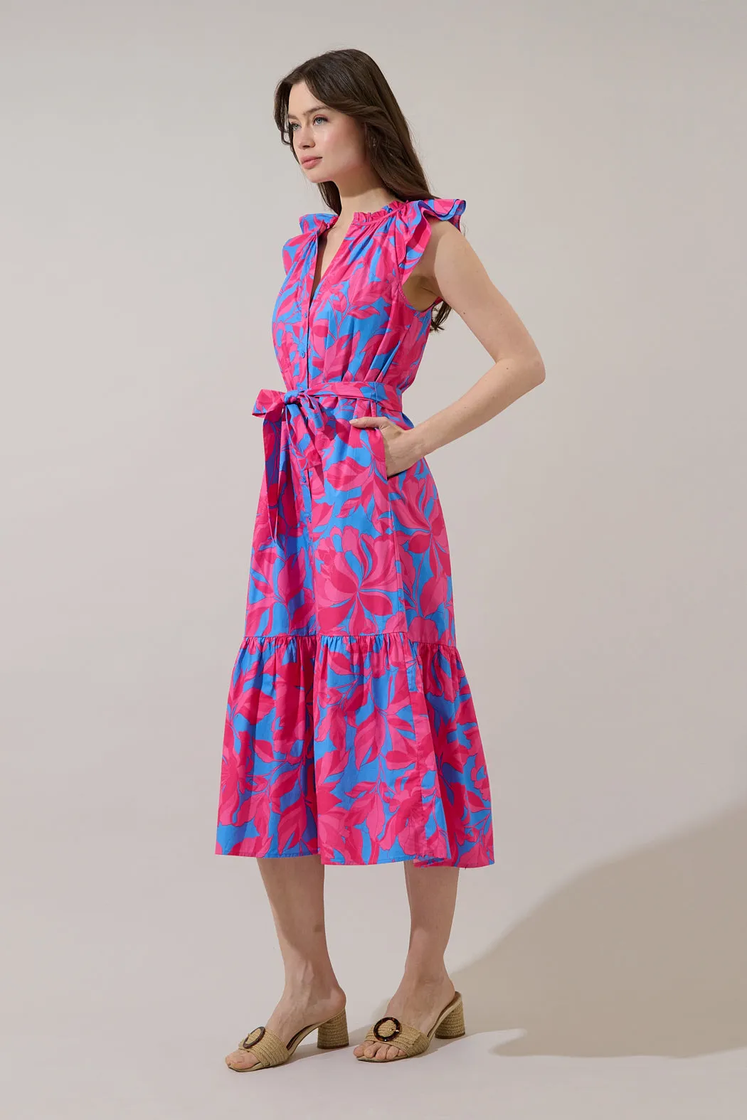 Charlotte Button Midi Dress Meira Floral sold by Sugarlips product image thumbnail 4