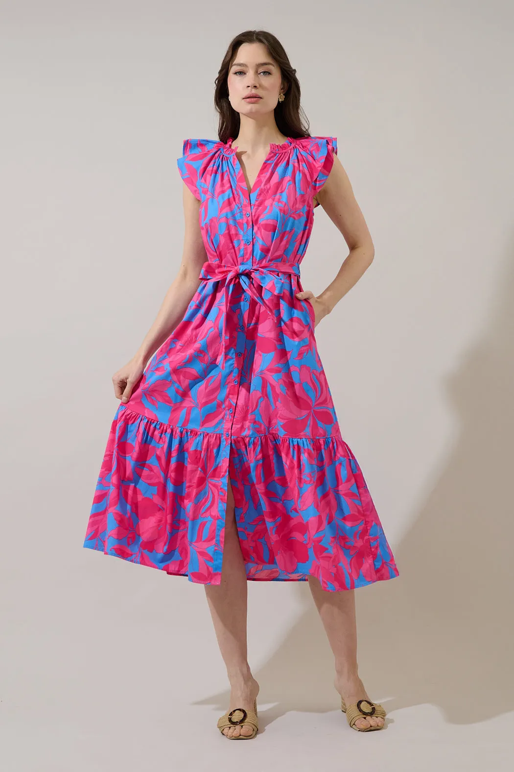 Charlotte Button Midi Dress Meira Floral sold by Sugarlips product image thumbnail 2