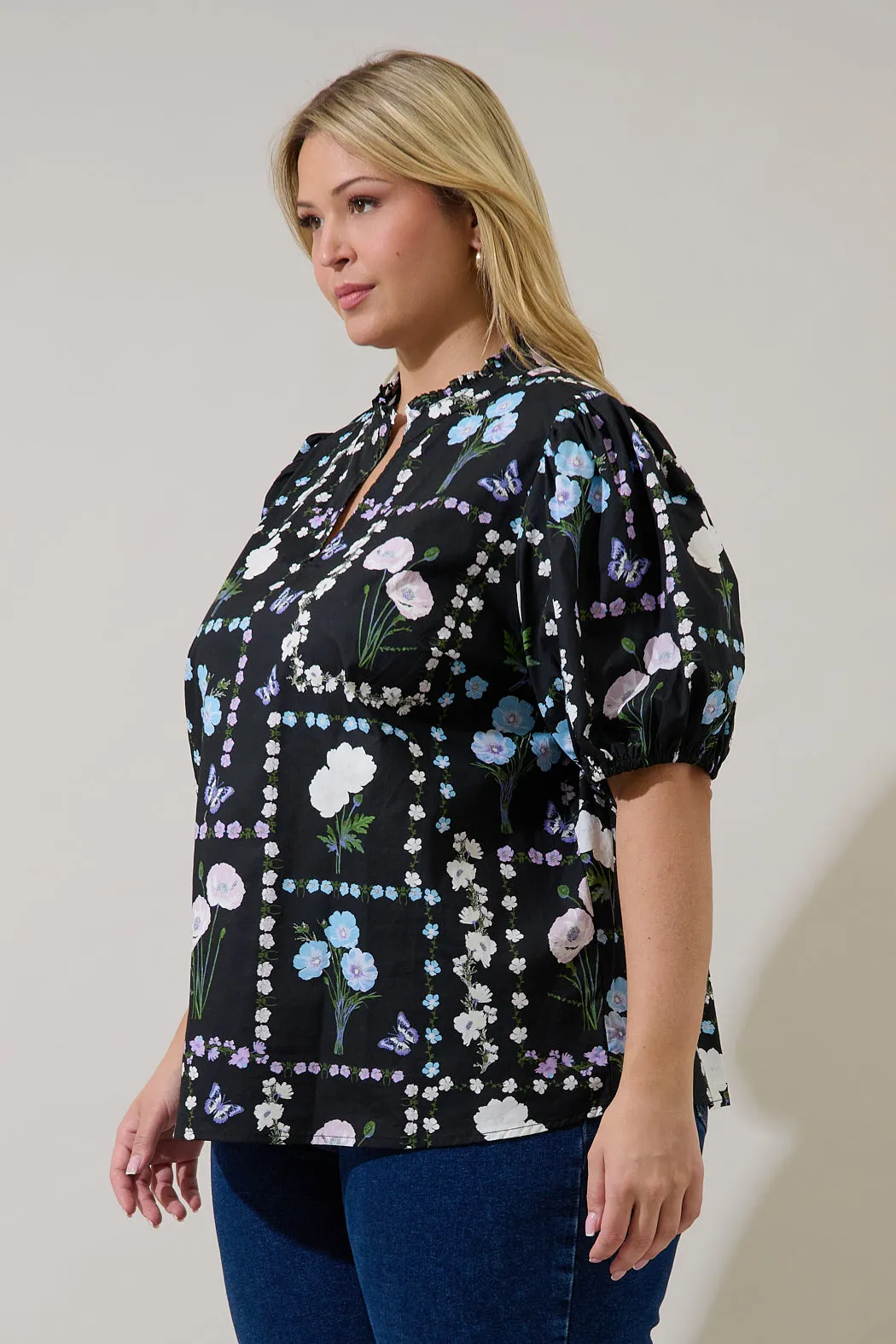 Daly Split Neck Top Trevis Floral Curve sold by Sugarlips product image thumbnail 3