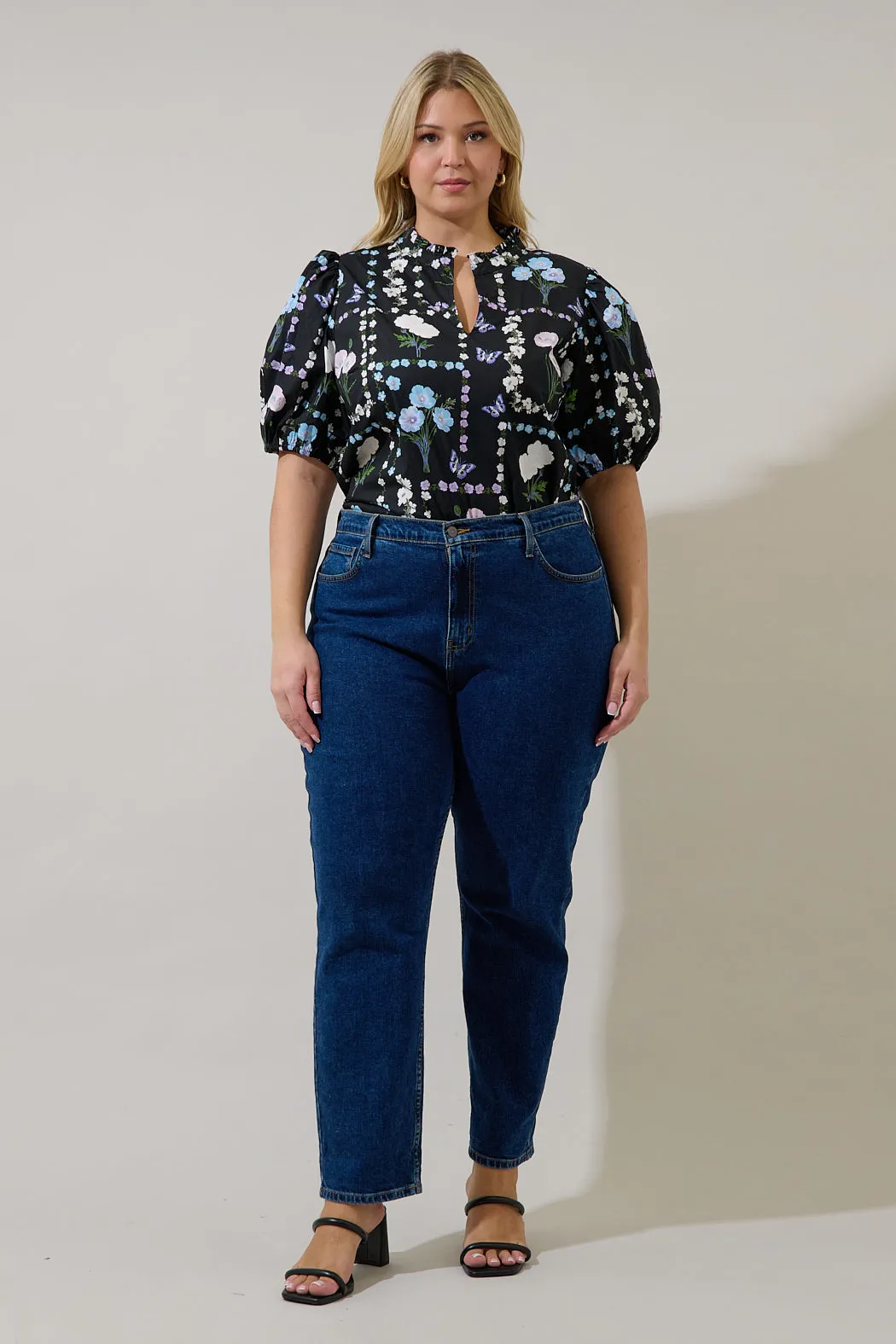 Daly Split Neck Top Trevis Floral Curve sold by Sugarlips product image thumbnail 4