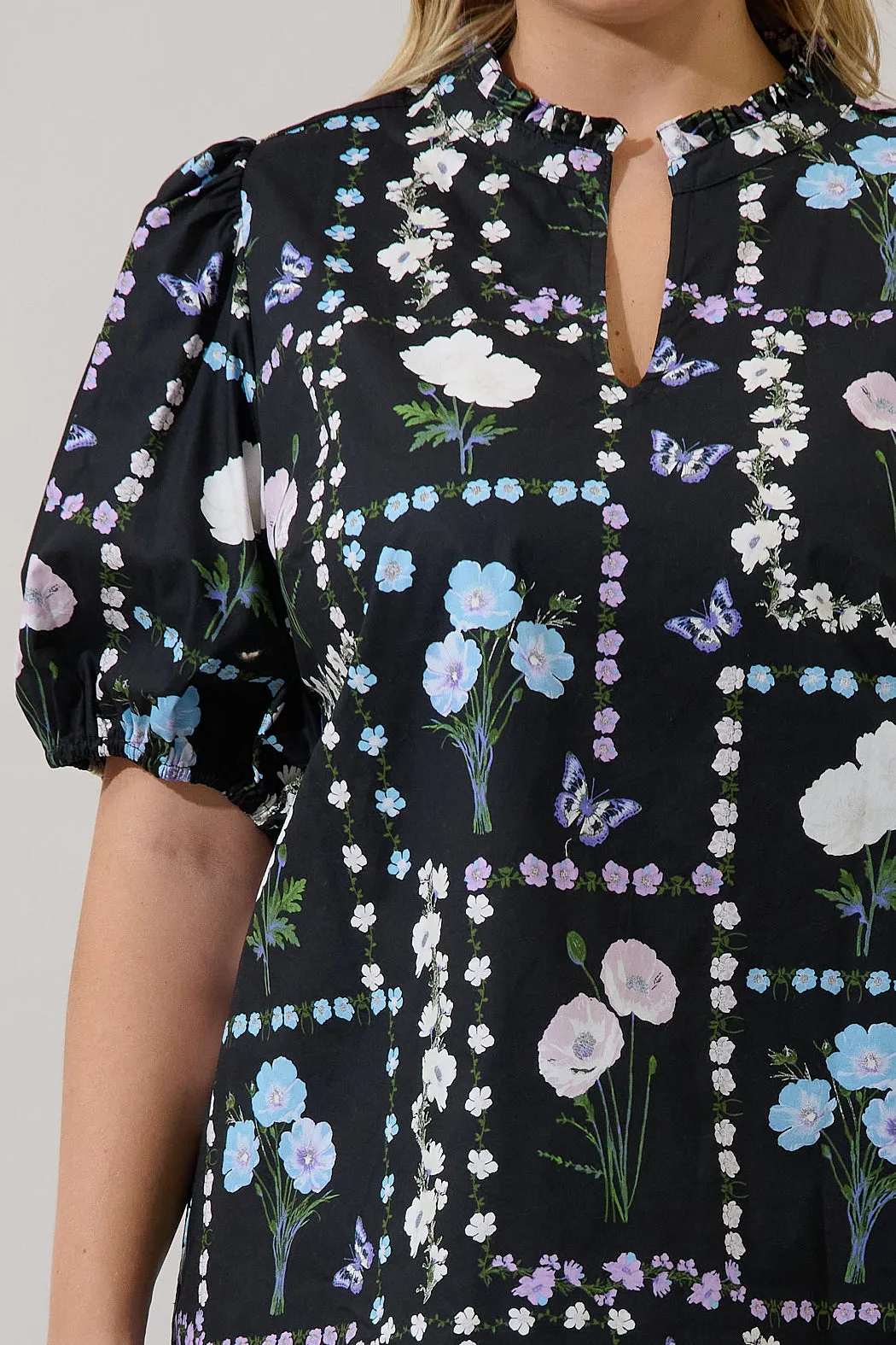 Daly Split Neck Top Trevis Floral Curve sold by Sugarlips product image thumbnail 5