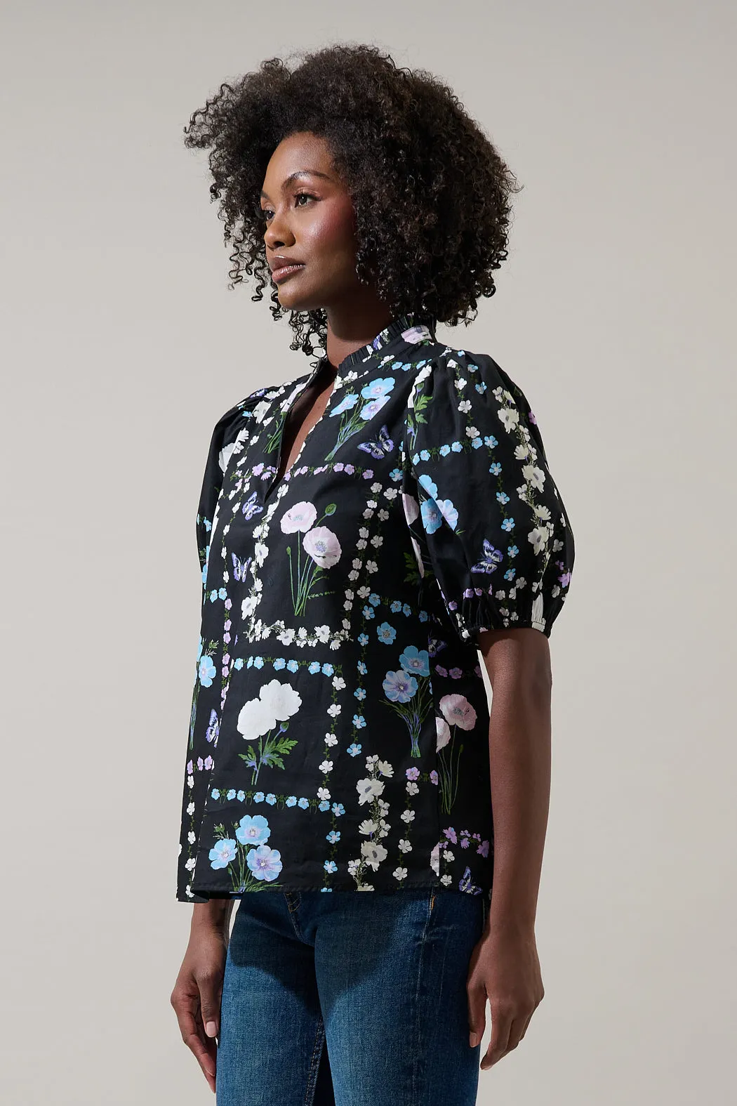 Daly Split Neck Top Trevis Floral sold by Sugarlips product image thumbnail 3