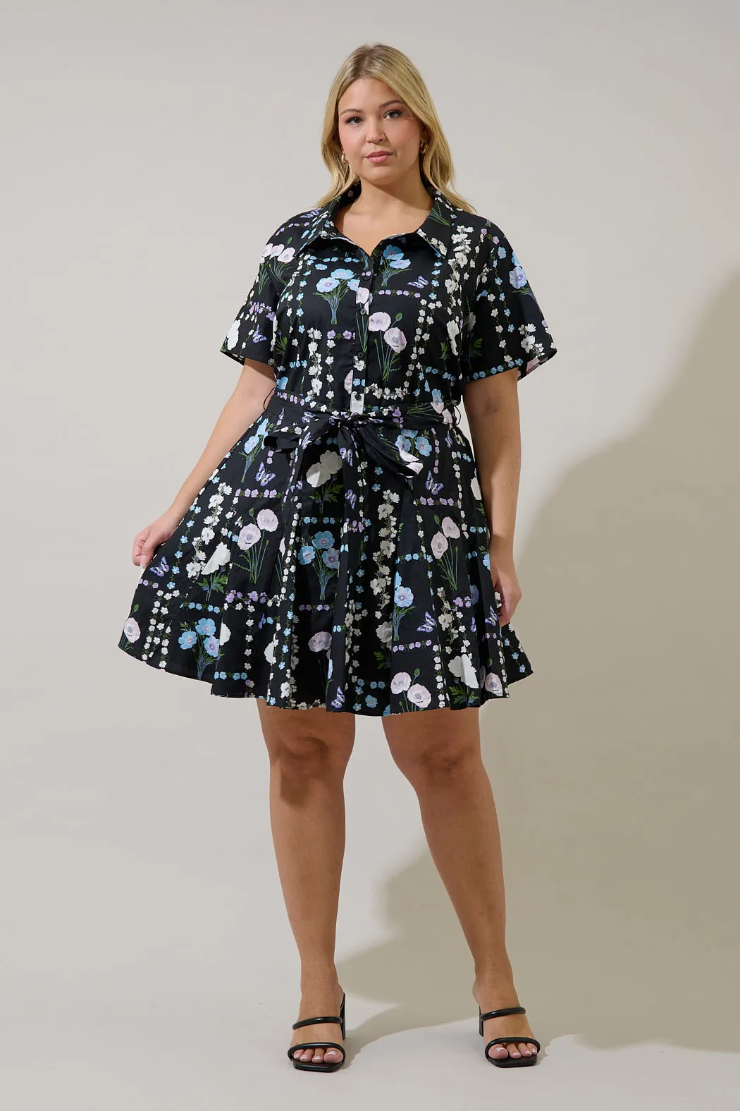Chellie Shift Mini Dress Trevis Floral Curve sold by Sugarlips product image thumbnail 4