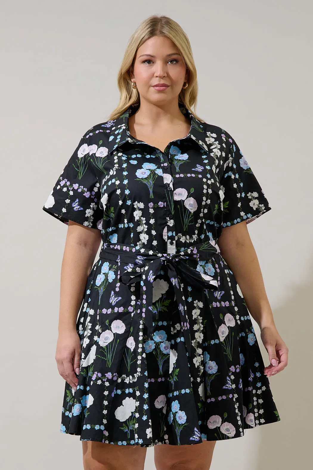 Chellie Shift Mini Dress Trevis Floral Curve sold by Sugarlips