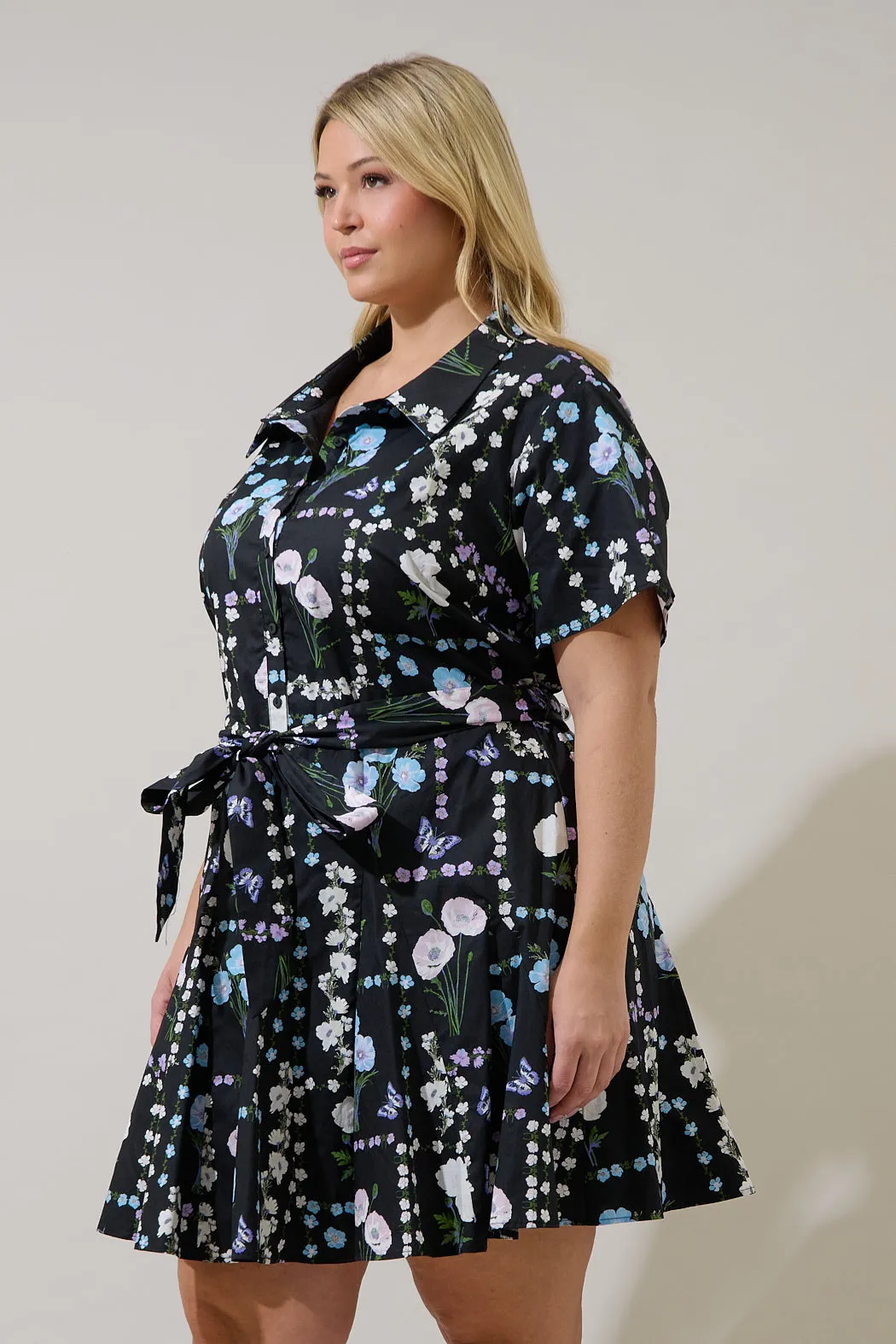 Chellie Shift Mini Dress Trevis Floral Curve sold by Sugarlips product image thumbnail 3