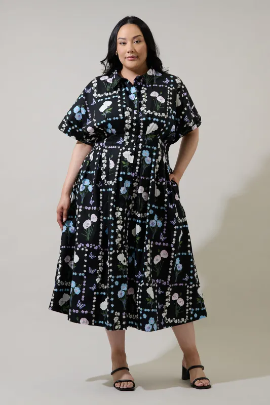 Wilderra Pleated Midi Dress Trevis Floral Curve sold by Sugarlips