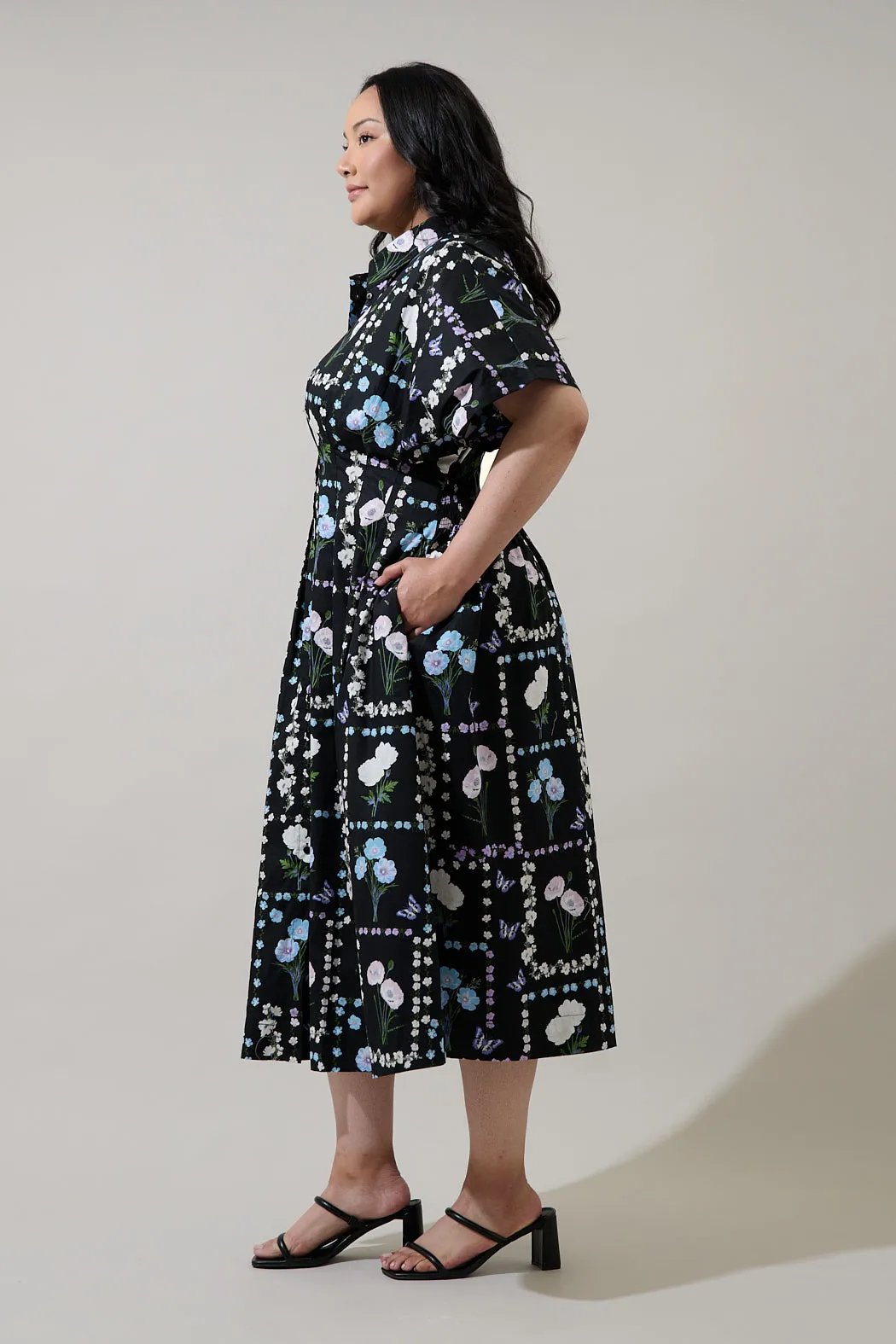 Wilderra Pleated Midi Dress Trevis Floral Curve sold by Sugarlips product image thumbnail 3