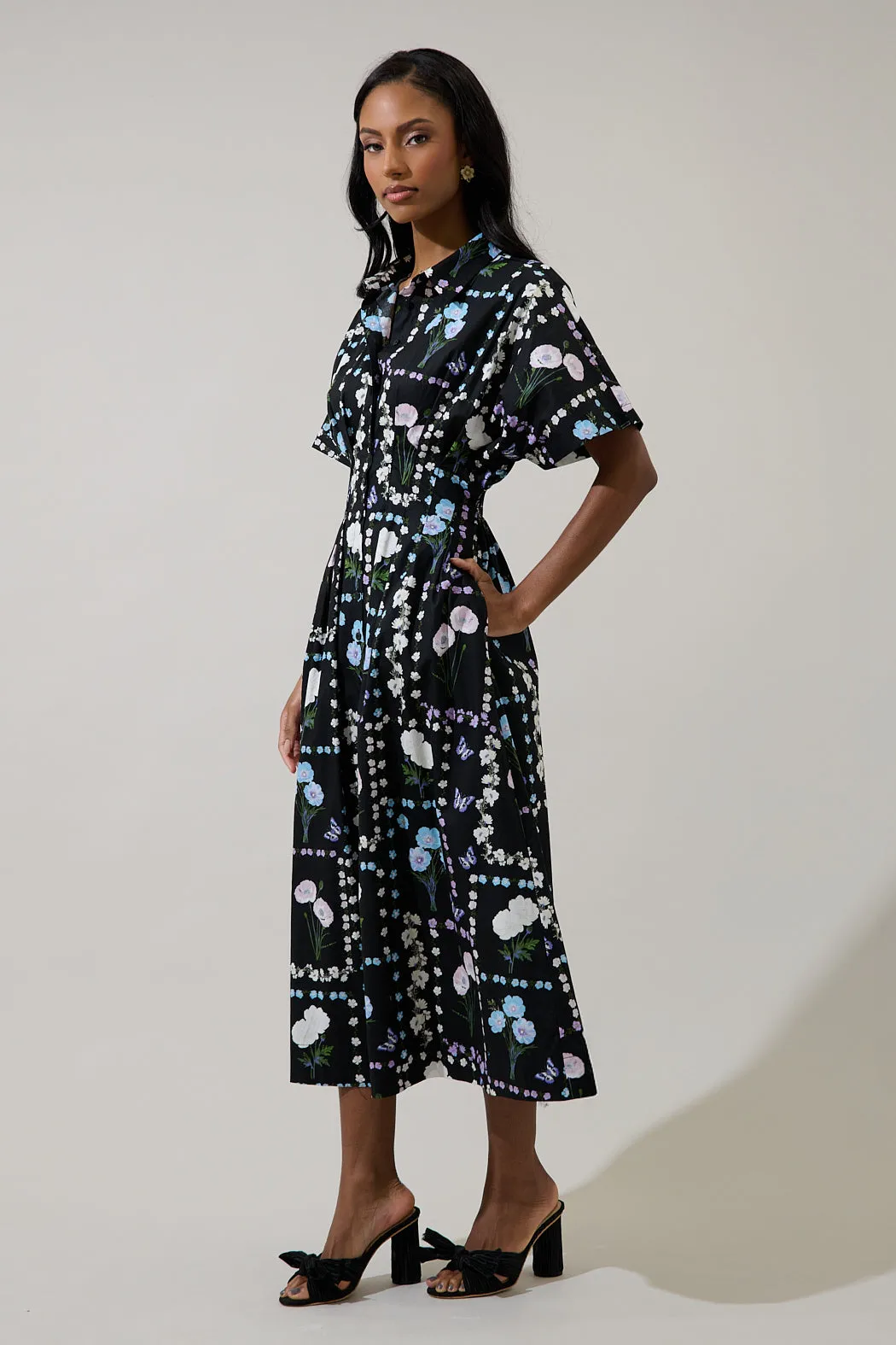 Wilderra Pleated Midi Dress Trevis Floral sold by Sugarlips product image thumbnail 4