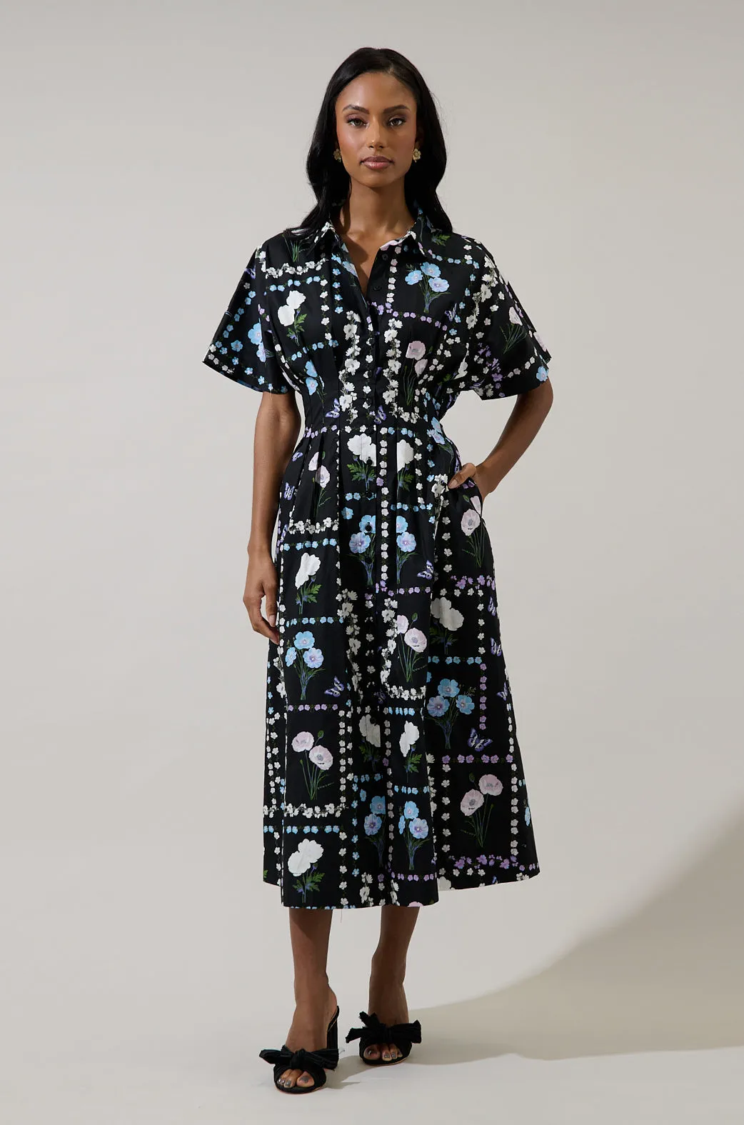 Wilderra Pleated Midi Dress Trevis Floral sold by Sugarlips product image thumbnail 5