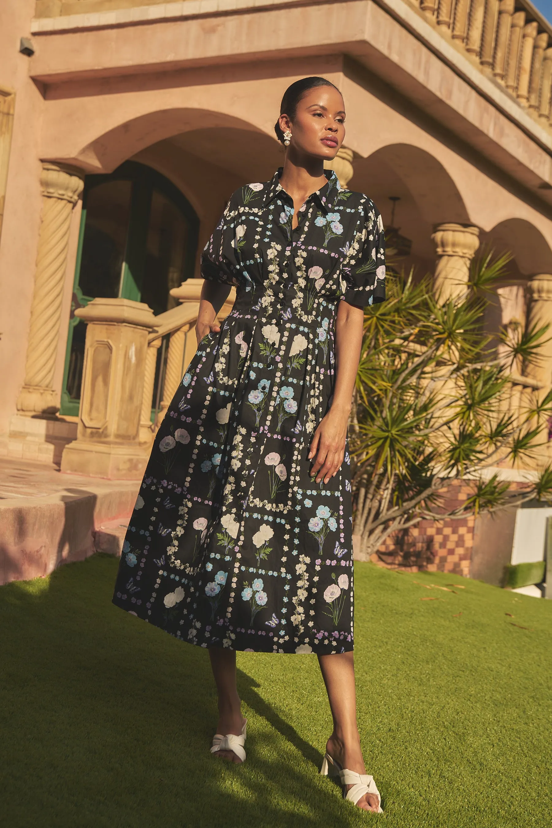 Wilderra Pleated Midi Dress Trevis Floral sold by Sugarlips