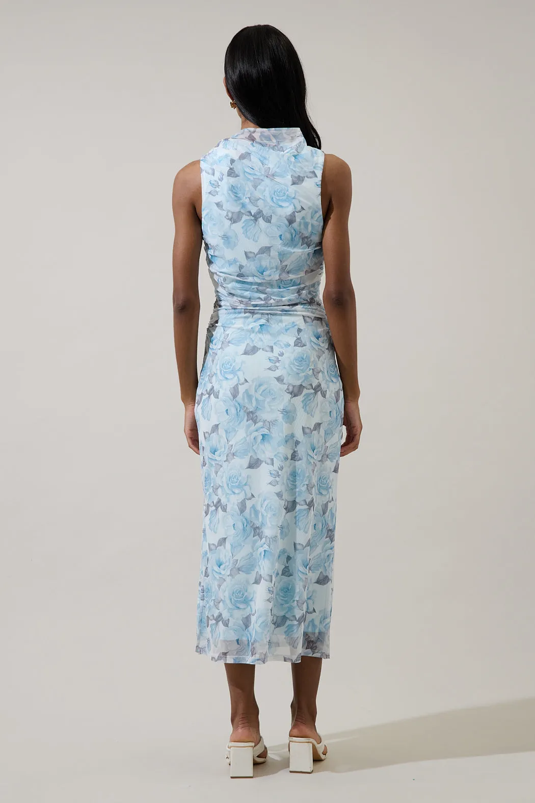 Glacier Floral Ruched Midi Dress sold by Sugarlips product image thumbnail 2