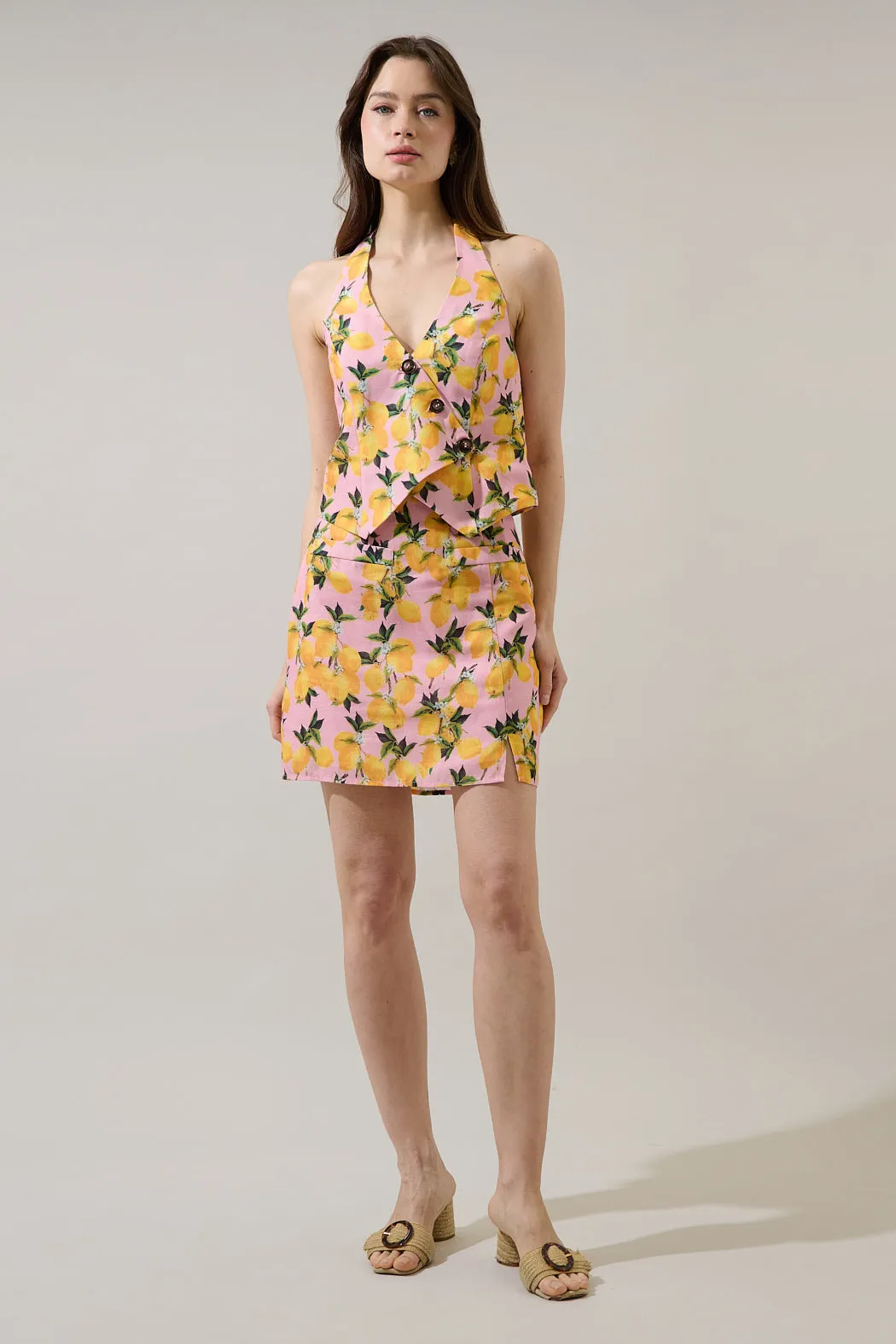 Desery Linen Mini Skirt Lemon sold by Sugarlips product image thumbnail 4