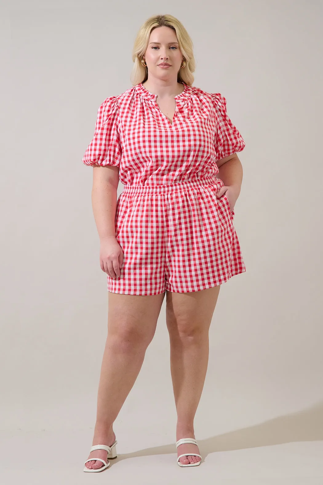 Macon High Waisted Shorts Gingham Curve sold by Sugarlips product image thumbnail 4