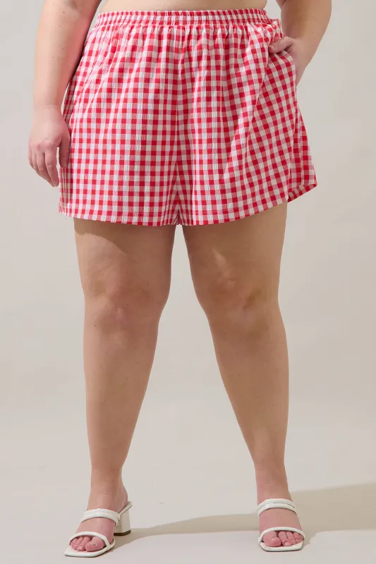 Macon High Waisted Shorts Gingham Curve made by Sugarlips