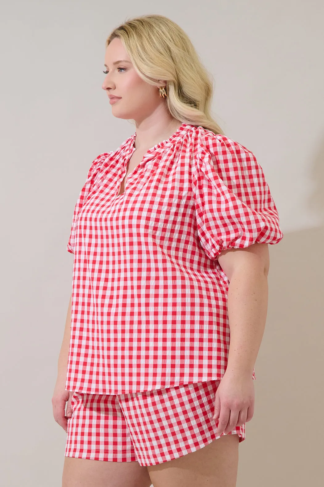 Gretna Ruffle Blouse Gingham Curve sold by Sugarlips product image thumbnail 4