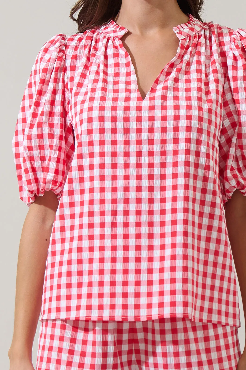 Gretna Ruffle Blouse Gingham sold by Sugarlips product image thumbnail 5