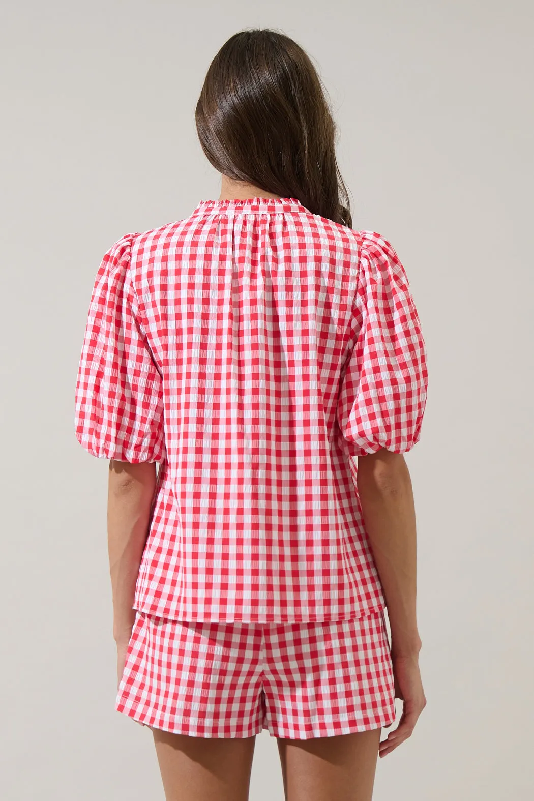 Gretna Ruffle Blouse Gingham sold by Sugarlips product image thumbnail 2