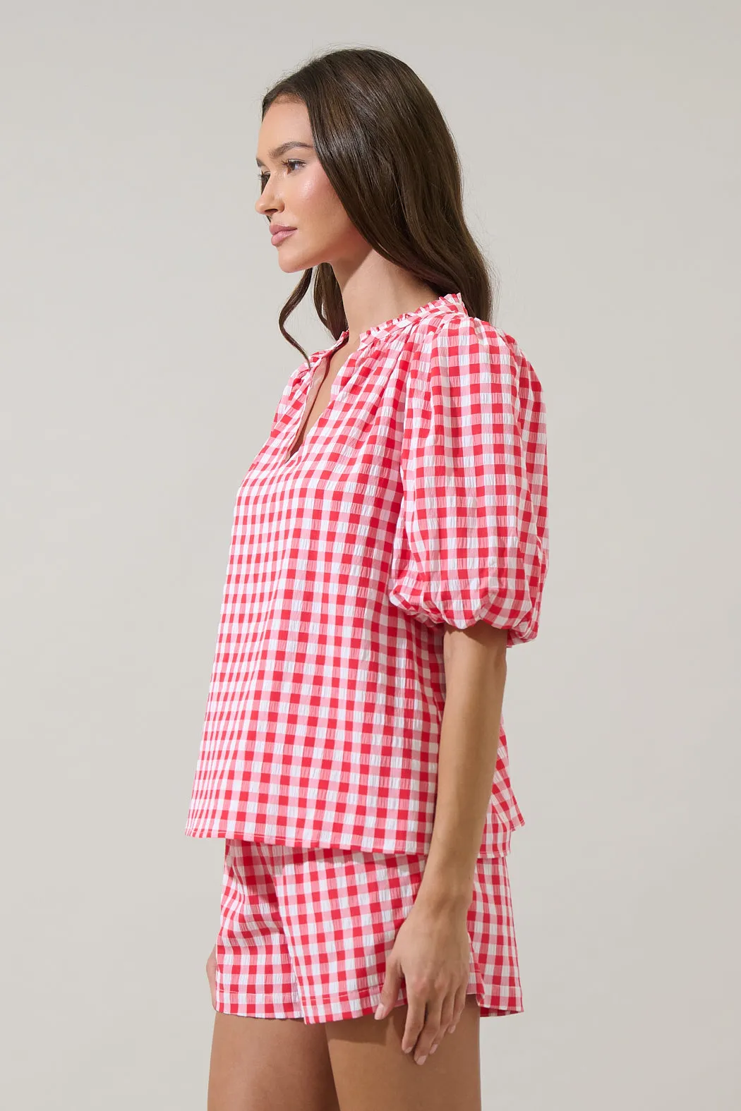 Gretna Ruffle Blouse Gingham sold by Sugarlips product image thumbnail 3
