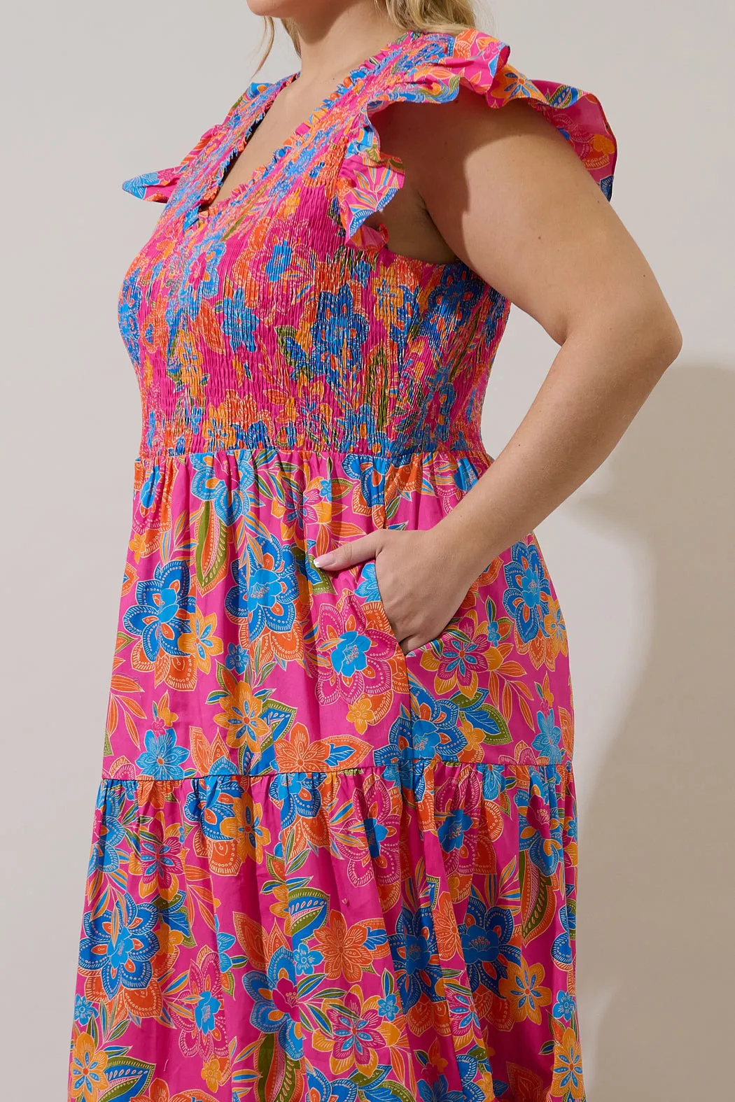 Sunfire Tiered Midi Dress Ranchero Floral Curve sold by Sugarlips product image thumbnail 4