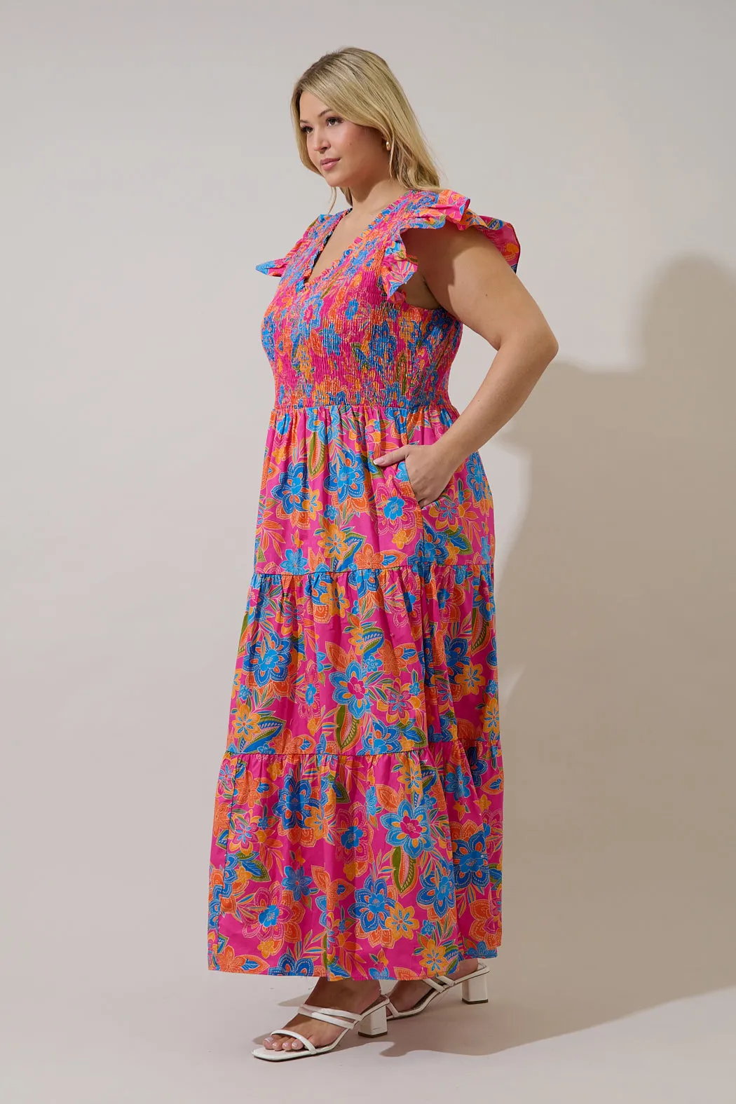 Sunfire Tiered Midi Dress Ranchero Floral Curve sold by Sugarlips product image thumbnail 3