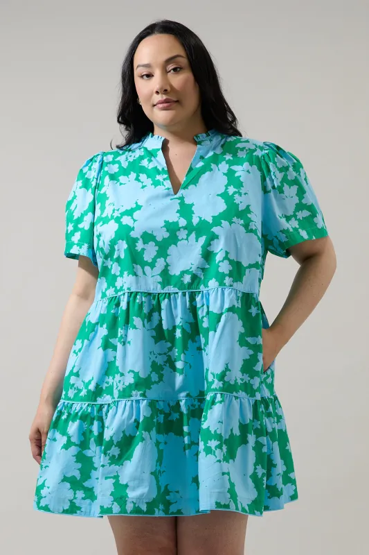 Riona Floral Candace Tiered Mini Dress Curve made by Sugarlips