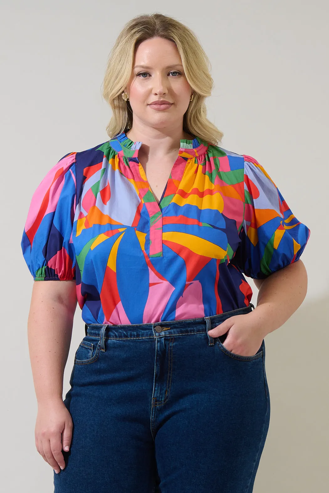 Chroma Abstract Josy Puff Sleeve Top Curve sold by Sugarlips product image thumbnail 2