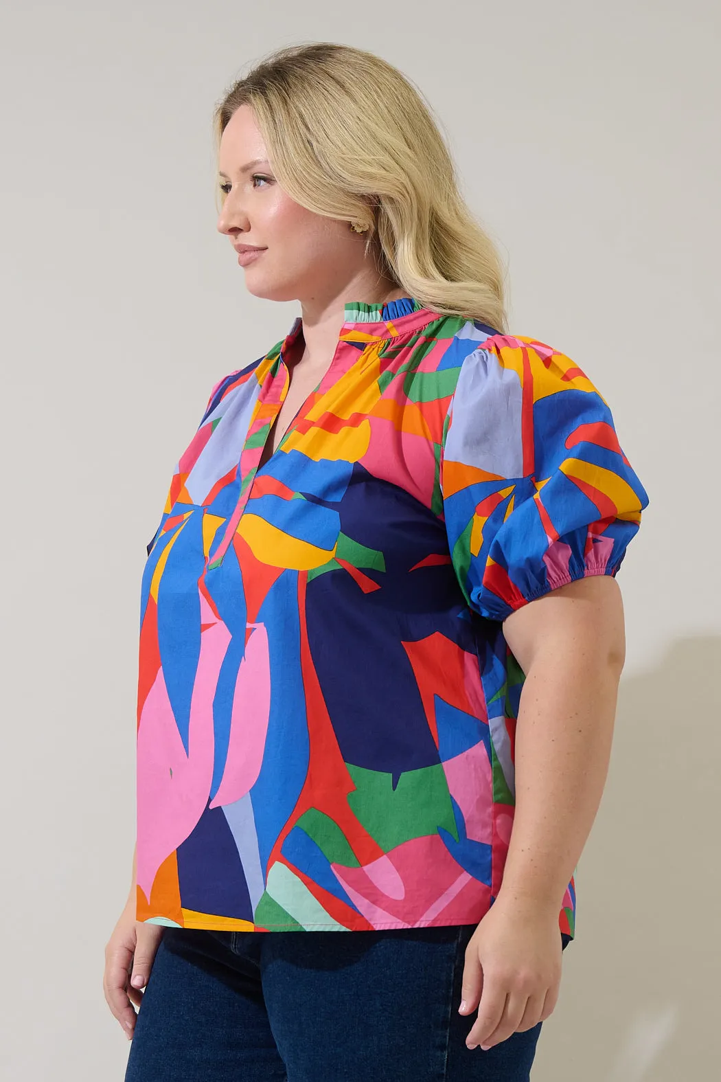 Chroma Abstract Josy Puff Sleeve Top Curve sold by Sugarlips product image thumbnail 4
