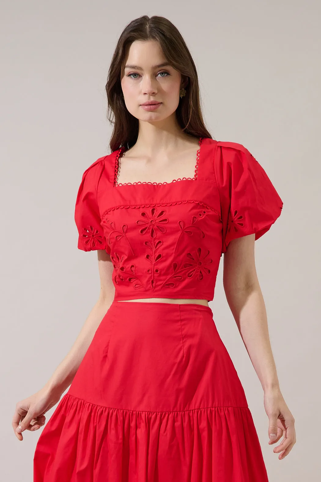 Aviana Embroidered Eyelet Crop Top sold by Sugarlips product image thumbnail 2